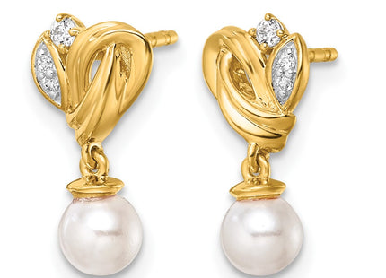 14K gold diamond drop earrings, alternate view