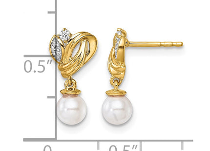 14K gold diamond drop earrings, another view