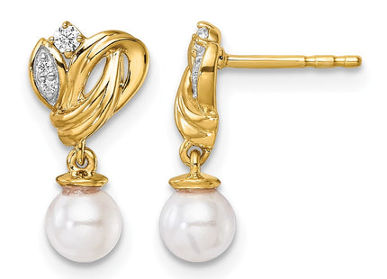 14K gold diamond drop earrings