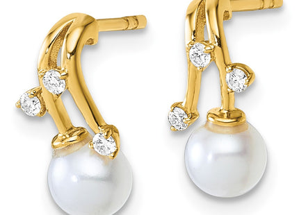 14K gold diamond earrings, alternate view