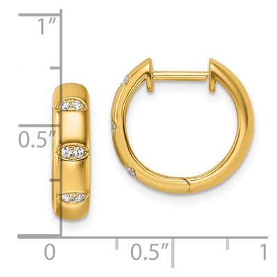 14K Polished Diamond Fancy Huggie Hoop Earrings