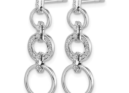 14K white gold diamond drop earrings, alternate view