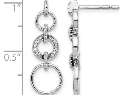 14K white gold diamond drop earrings, further view