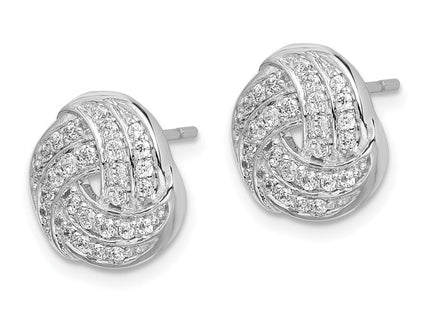 14k White Gold Diamond Love Knot Earrings (Style EM3834-050-WA)