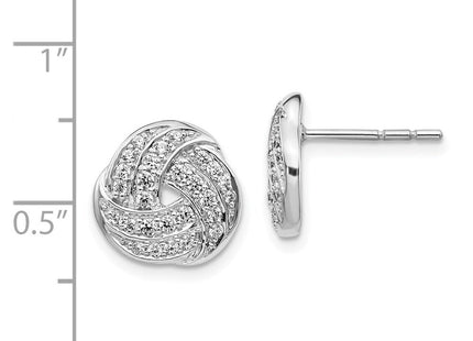 14k White Gold Diamond Love Knot Earrings (Style EM3834-050-WA)