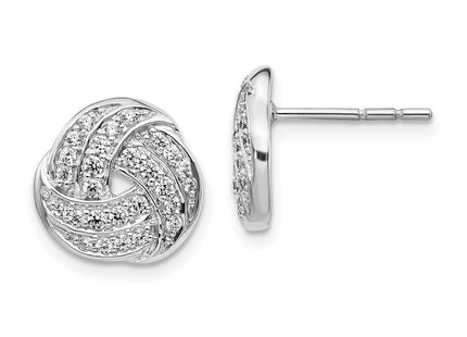 14k White Gold Diamond Love Knot Earrings (Style EM3834-050-WA)