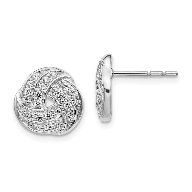 14k White Gold Diamond Love Knot Earrings, 12 x 12mm