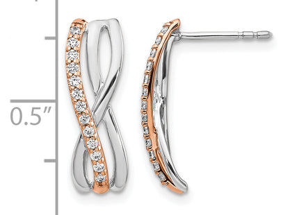 14k Rose and White Gold Diamond Fancy Earrings