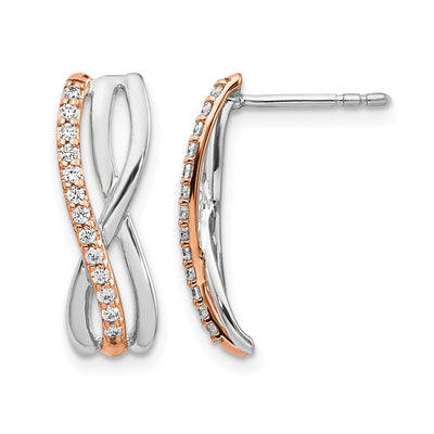 14K Rose and White Gold Diamond Fancy Earrings