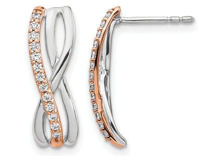 14k Rose and White Gold Diamond Fancy Earrings