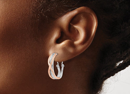 14K rose gold diamond earrings, another view