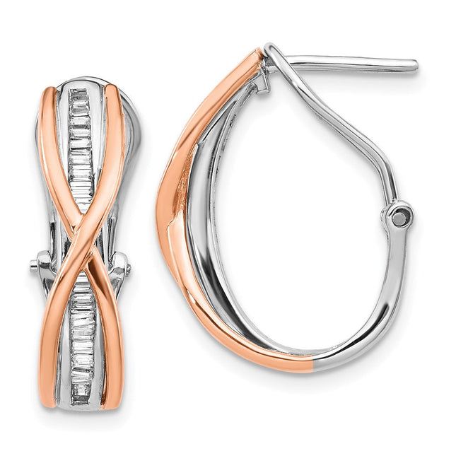 14k Rose and White Gold Diamond Fancy Earrings