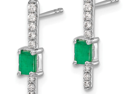 14k White Gold Diamond and Emerald Fancy Earrings (Style EM3874-EM-014-WA)