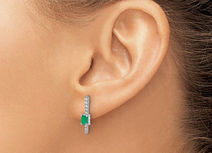14k White Gold Diamond and Emerald Fancy Earrings (Style EM3874-EM-014-WA)