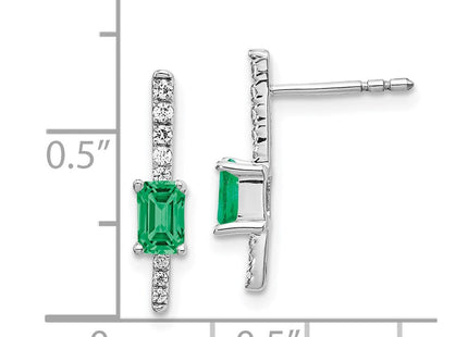 14k White Gold Diamond and Emerald Fancy Earrings (Style EM3874-EM-014-WA)