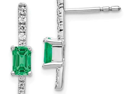 14k White Gold Diamond and Emerald Fancy Earrings (Style EM3874-EM-014-WA)