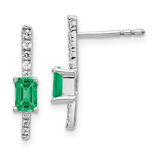 14k White Gold Diamond and Emerald Fancy Earrings (Style EM3874-EM-014-WA)