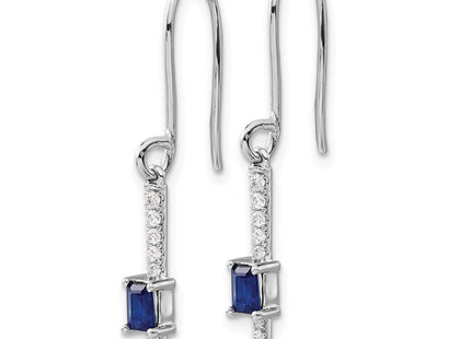 14k White Gold Diamond and Sapphire Fancy Earrings (Style EM3875-SA-014-WA)