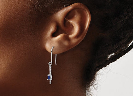 14k White Gold Diamond and Sapphire Fancy Earrings (Style EM3875-SA-014-WA)