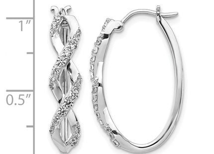 14k White Gold Diamond Fancy Earrings, 25 x 16mm