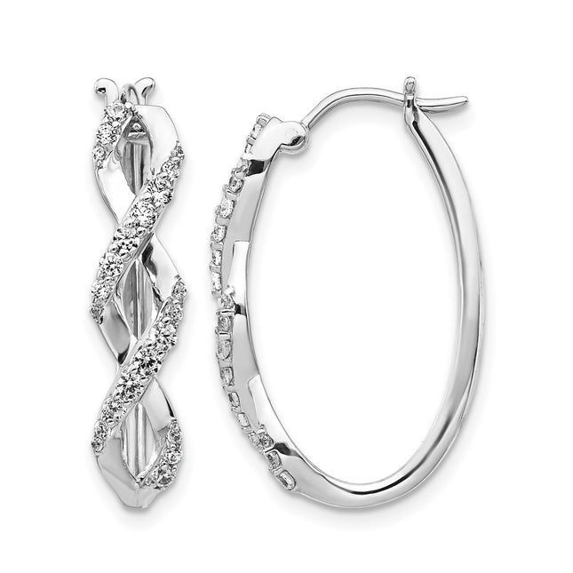 14k White Gold Diamond Fancy Earrings, 25 x 16mm