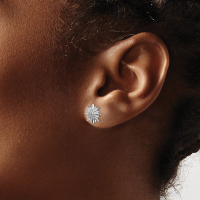 14K White Gold Diamond Fancy Sun/Star Earrings