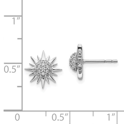 14K White Gold Diamond Fancy Sun/Star Earrings