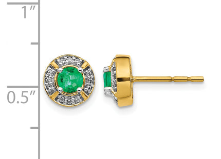 14k Diamond and Emerald Fancy Halo Earrings