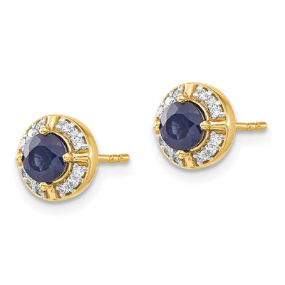 14K Diamond and Sapphire Fancy Halo Earrings