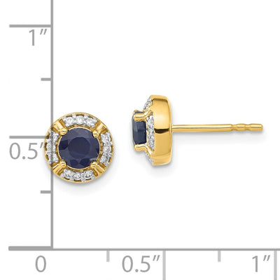 14K Diamond and Sapphire Fancy Halo Earrings