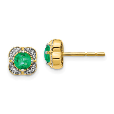 14K Diamond and Emerald Fancy Earrings