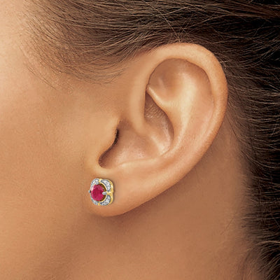 14K Diamond and Ruby Fancy Earrings