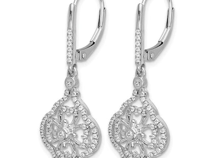 14K white gold diamond drop earrings, alternate view