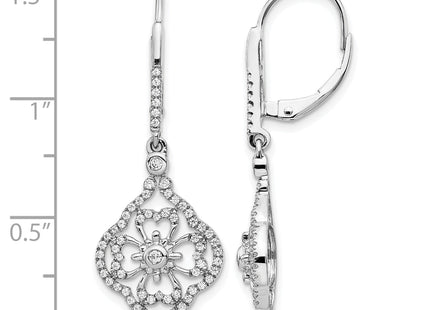 14k White Gold Diamond Fancy Leverback Earrings, 37 x 14mm