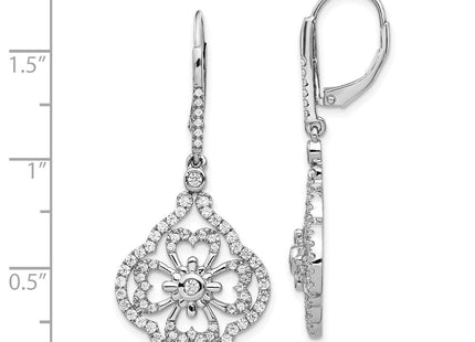 14k White Gold Diamond Fancy Leverback Earrings (Style EM3946-100-WA)