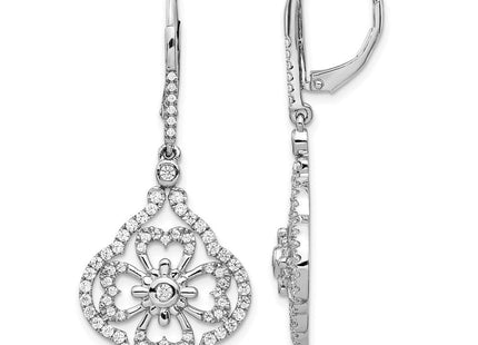 14k White Gold Diamond Fancy Leverback Earrings (Style EM3946-100-WA)