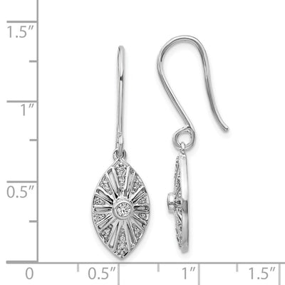 14K White Gold Diamond Vintage Dangle Earrings