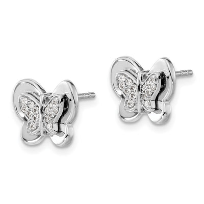 14K White Gold Diamond Butterfly Earrings