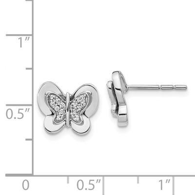 14K White Gold Diamond Butterfly Earrings