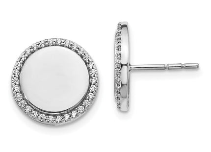 14k White Gold Diamond Fancy Circle Earrings (Style EM3999-030-WA)