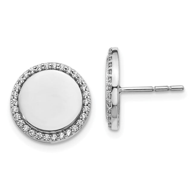 14k White Gold Diamond Fancy Circle Earrings, 12 x 12mm