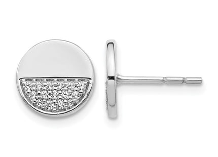 14K white gold diamond circle earrings