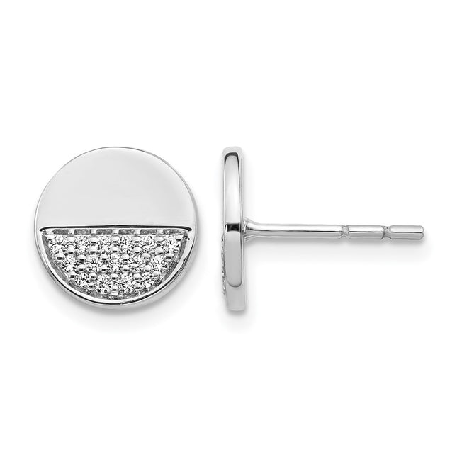 14k White Gold Diamond Fancy Circle Earrings, 10 x 10mm