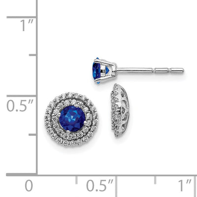 14K White Gold Diamond and Sapphire Stud w/ Jacket Earrings