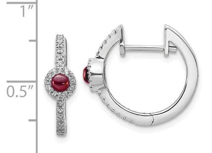 14k White Gold Diamond and Cabochon Garnet Earrings (Style EM4031-GA-020-WA)