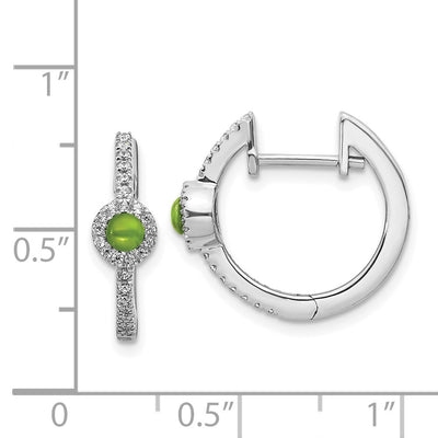 14K White Gold Diamond and Cabochon Peridot Earrings