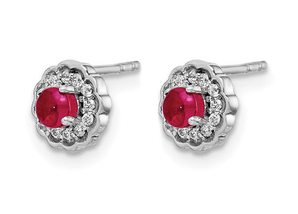 14K white gold diamond earrings, alternate view