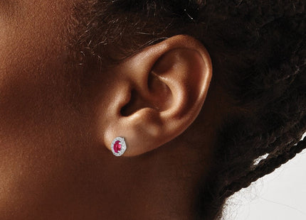 14k White Gold Diamond and Cabochon Ruby Earrings (Style EM4035-RU-016-WA)