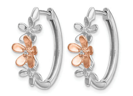 14k Rose and White Gold Diamond Earrings