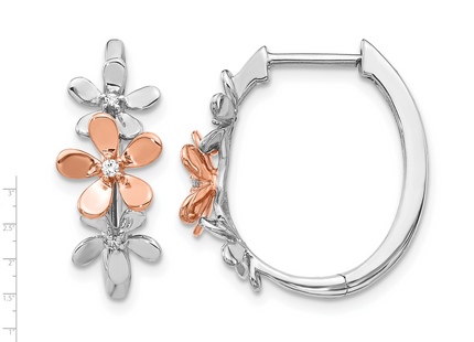 14k Rose and White Gold Diamond Earrings